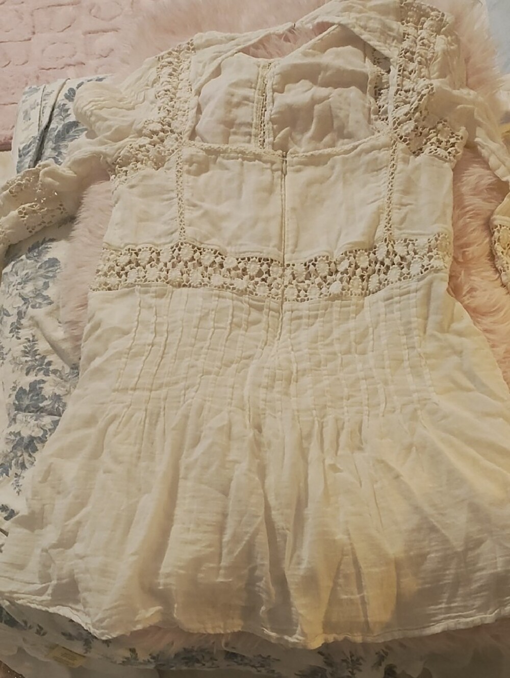 RAGA Cream Cotton Dress with Crochet Lace Trim - Picture 6 of 7